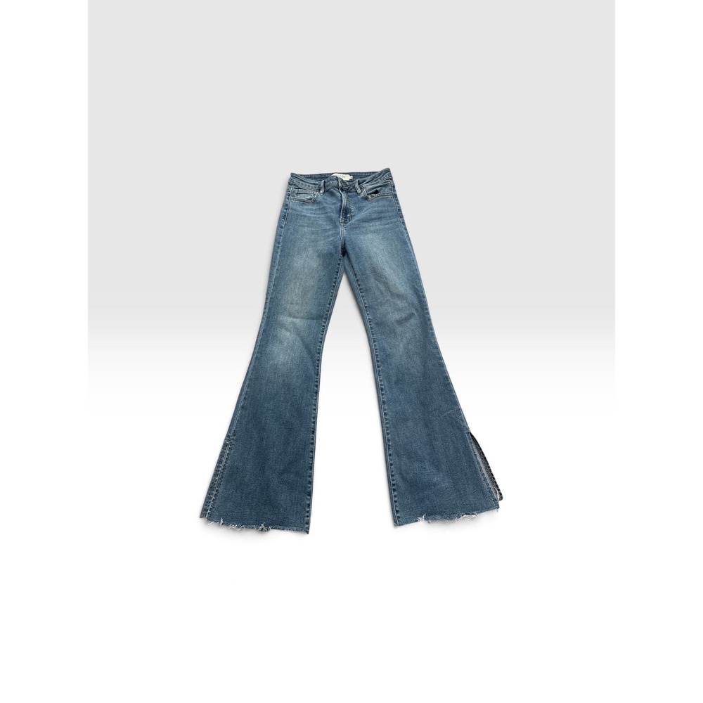 Hidden Los Angeles High Rise Flare Jeans Side Slit Raw Hem HD3148-MD Blue 28